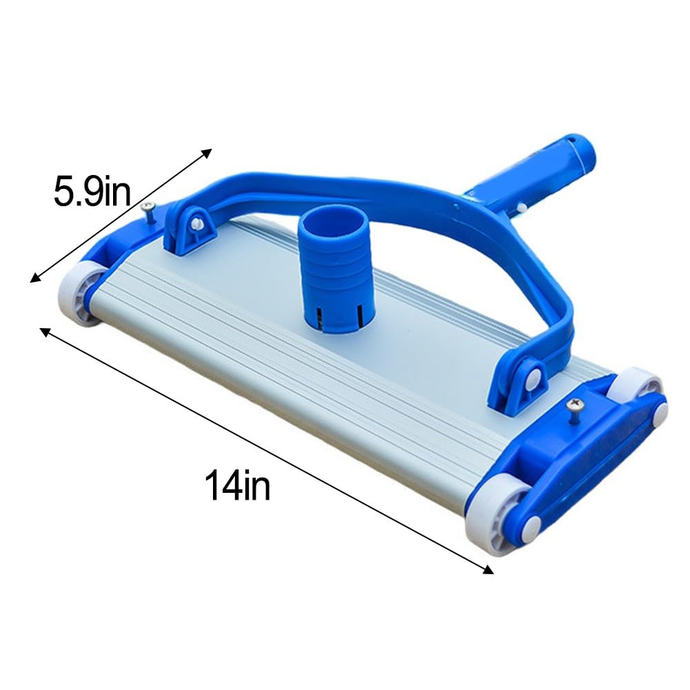 Cabezal de aspiradora de aluminio de 14 pulgadas con cepillo, conector giratorio para manguera de 1.5 pulgadas, limpiador de succión resistente para piscinas de yeso gunita en el suelo