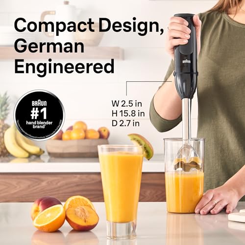 Image of Braun MQ50202M MultiQuick Vario 5 Handheld Blender - 21-Speed Stick with Turbo Boost, Stainless Steel Blades, EasyClick System, 500W, Chopper, Whisk, Masher - Immersion Blender for Smoothies