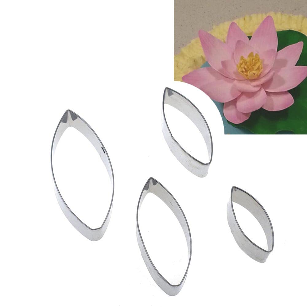 Reland Sun Lotus Leaf Stainless Steel Cookie Mold Fondant Biscuit Cake Mold Cake Decorating Tools Kitchen Bakeware (water lily lotus)