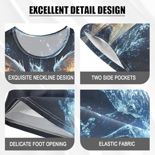 ALAZA Dragon Fantasy Blue Pajamas Set Short Sleeve Cotton Sleepwear Summer Pjs 2 Piece 5-14Y4