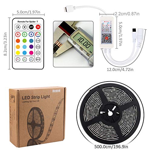 ruban led 5m connectée wifi télécommande compatible avec amazon alexa google home bawoo lampe bande led 5050 rgb autocollant etanche pour extérieur maison tv