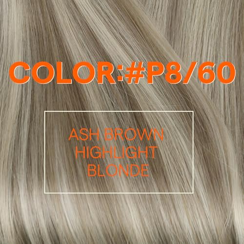 Image of Full Shine Sew In Weft Hair Extensions 14 Inch 100G Ash Brown Mix Blonde | Sew In Extensions, Ash Brown Highlight platinum Blonde, Remy Straight Real Hair, Add Volume, Everyday Wear For Women