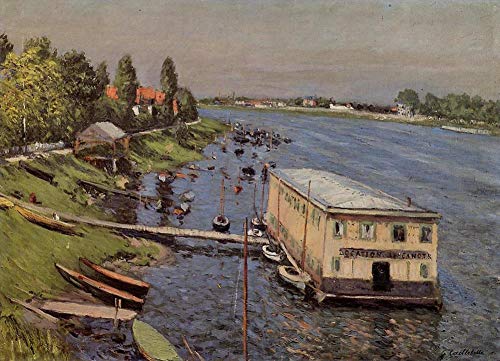 Peinture paysage aquatique Caillebotte pour un salon élégant et une décoration murale raffinée