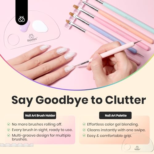 Image of Beetles Gel Polish Nail Art Liner Brushes 5Pcs Painting Art Design Pen Set Diamond Application Rhinestone Handle Drawing Nail Art Brushes Tools Sizes 5 /6 /11 /20 /25mm Nail Art Design Gift for Women