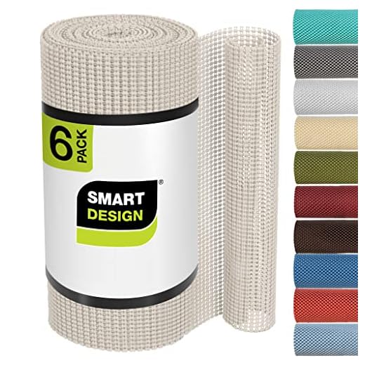 Smart Design Shelf Liner Classic Grip - (12 Inch x 60 Feet) - Drawer Cabinet Non Adhesive Protection - Kitchen [Taupe] - Set of 6-60' Total