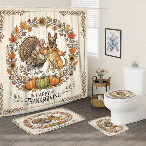 Ensemble de douche dinde d'automne vintage en tissu haute qualité 4pcs