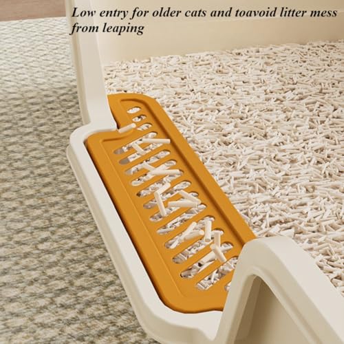 Arenero para gatos extra grande con entrada baja beige miniatura 3