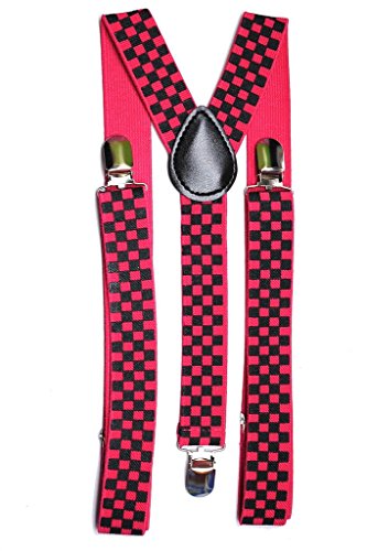 Youth Pink Checkered Suspenders