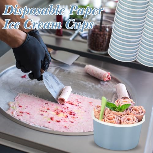 Image of Maxdot 60pcs 3oz Dessert Cups, Disposable Ice Cream Cups, Paper Frozen Yogurt Bowls, for Hot and Cold Foods, Suitable for Gelato or Mousse(Gray blue)