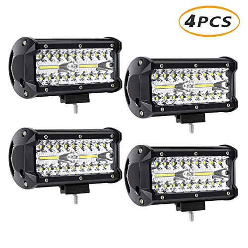 AAIWA 7" Phare à LED, Feux de Travail LED 4pcs x 120w Spot Flood Combo Beam Off Road Lights LED Driving Light, Convient à La Plupart des Voitures