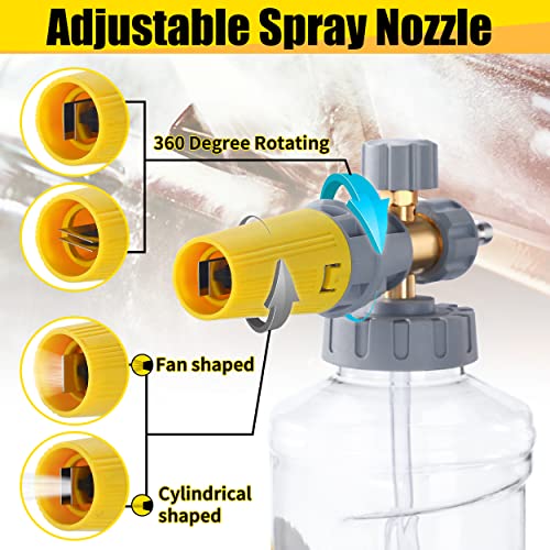 Image of Tool Daily Foam Cannon with Pressure Washer Gun 5000 PSI, Power Washer Gun with 3 /8'' Swivel Quick Connector, Adjustable Foam Blaster, M22 and 1 /4 Inch Quick Connect, 1.5 Liter