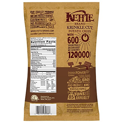 Image of Kettle Brand Potato Chips, Krinkle Cut Sea Salt, 13 Ounce Bag