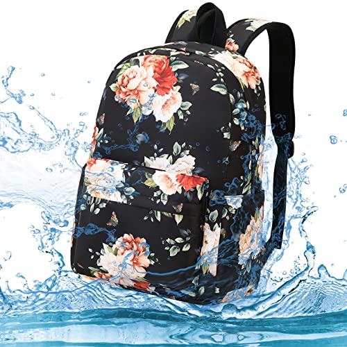Ledaou Backpack For Girls School Bag Kids Bookbag Teen Backpack Set Daypack With Lunch Bag And Pencil Case (Black - Floral) #TOP4