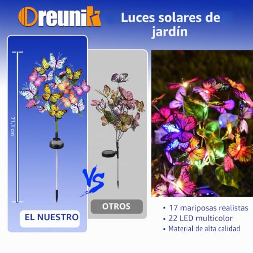 Luces solares de mariposas que se mecen con el viento creando un efecto único 3