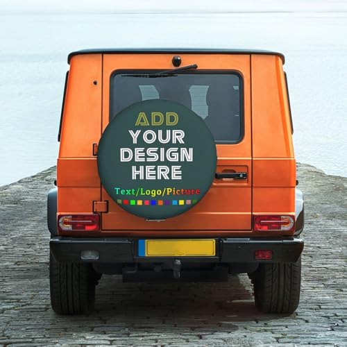 Image of Custom Spare Tire Cover with Picture, Customize Wheel Cover with Logo Personalized Waterproof Dust-Proof Polyester Tire Protectors for Trailer RV SUV All Vehicle, DarkSlateGray