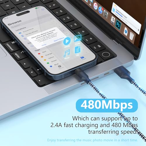 Cable Lightning de 5 metros para iPhone 14 Pro Max con conector USB A y nylon trenzado 3