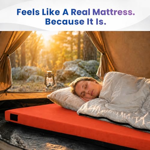 Hazli Matrix AirCell Memory Foam Camping Mattress Pad - CertiPUR-US Roll Up Mattress for Adults - Portable Foam Sleeping Mats for Camping - Camp Cot Sleeping Pad - Cot 72’’ X 26’’ X 3’’ - Red - image 8