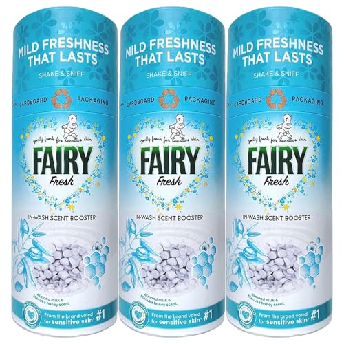 Fairy Fresh In-Wash Scent Booster Beads for Sensitive Skin Fresh Laundry Fragrance Almond Milk & Honey Scent 176g Pack of 3 with Welari Thank You Card | (3pack) (3x176g)
