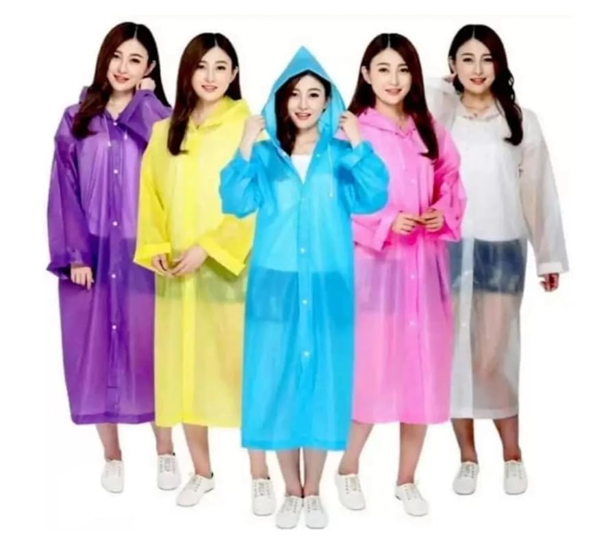 Akshana pack of 5 random colour Heavy Duty Waterproof Raincoat for Men & Women | Full Body Protection Rain Wear with Hood | Windproof & Reusable Monsoon Jacket for Bike Riding, Travel & Outdoor Use-picture-40