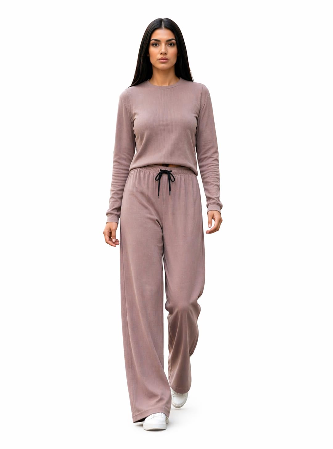 Women's Cotton Tracksuit | Wafle Knit Stylish Co-ords with Trackpants | Comfortable All-Season Activewear-BZ.4-picture-51