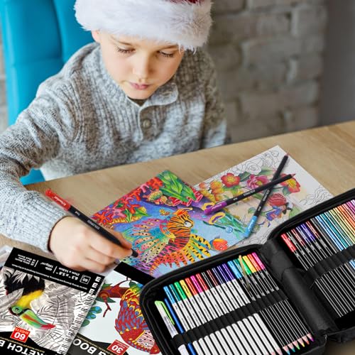 Artownlar-76-Art-Set-Drawing-Supplies-Pro-Sketching-Kit-for-Artists-Adults-Teens-Kids-Sketch-Book-Coloring-Book-Graphite-Charcoal-Watercolor-Metallic-Colored-Pencils-in-Gift-Case