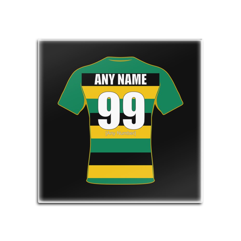Unigift Black Personalised Gift - Northampton Saints Square Glass Coaster (Rugby Union Design Theme, Colour Options) - Any Name/Message On Your Unique Mat Pad - Jimmies