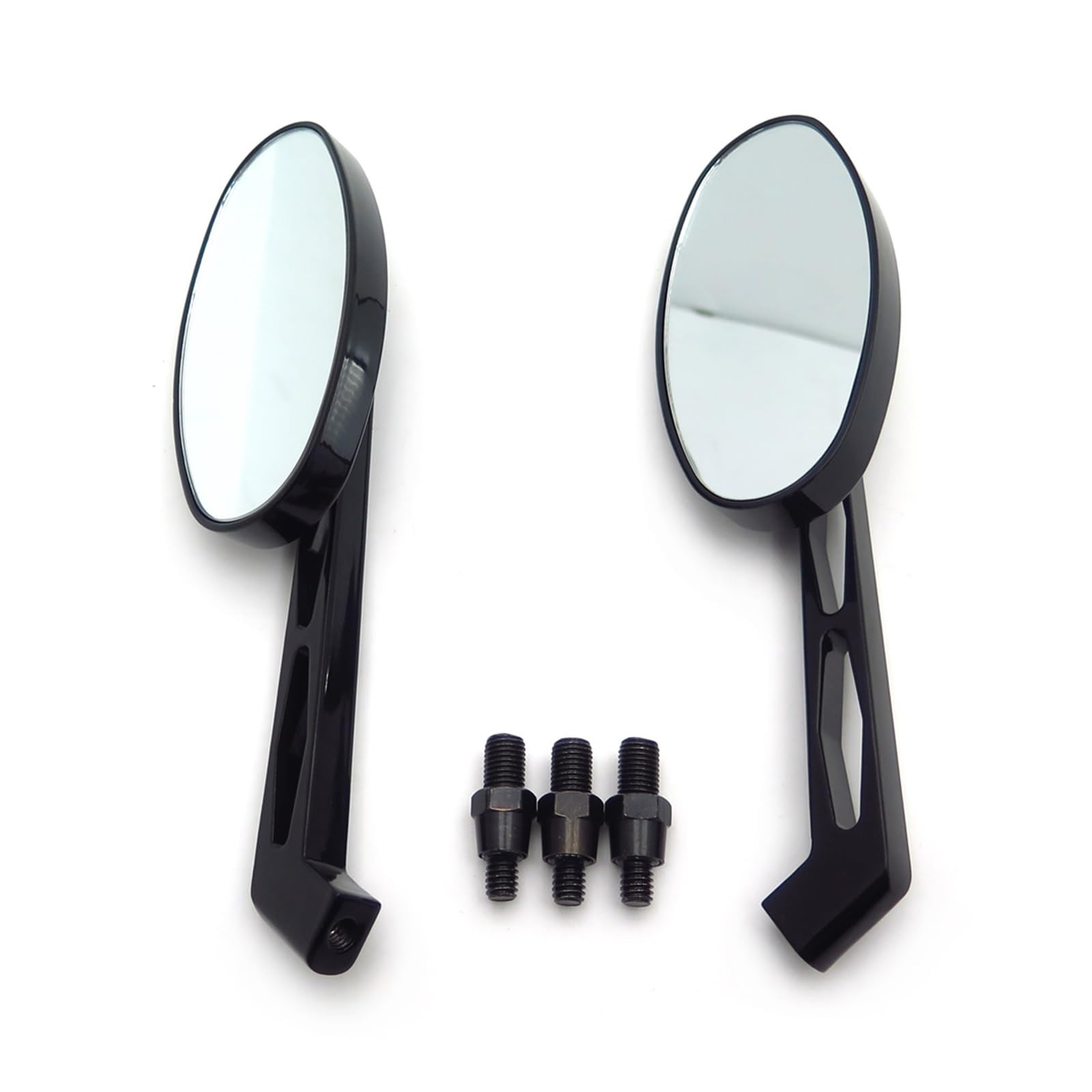 Motorcycle Parts Alloy Custom Mirror Compatible With Harley Softail FatBoy OVAL Shape Softail Fat Boy Road King (Color : MT027-TTT003-BK)