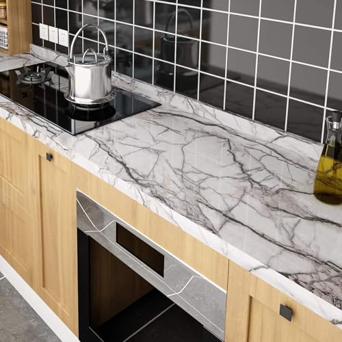 Image of WISDOM Marble Wall Sticker Wallpaper Decorative Home /Furnituer /Cabinets Marble Vinyl Wallpaper (24x36 Inch, Rosso Black)