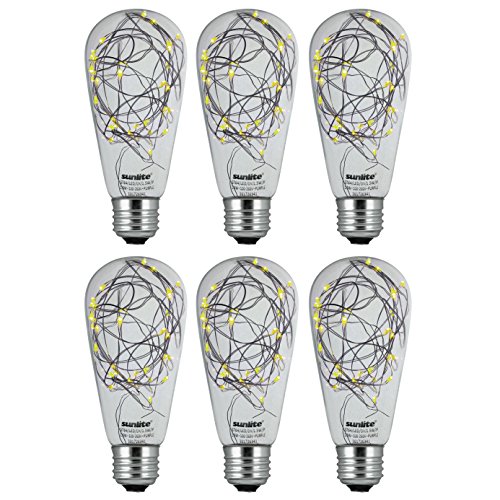 Sunlite 41065 ST64 Edison Bulb, LED Fairy-Lights Inside, 1.5 Watts, Medium (E26) Base, Non Dimmable, Party Decoration, Holiday Lighting, String Light, Warm White, 6 Count