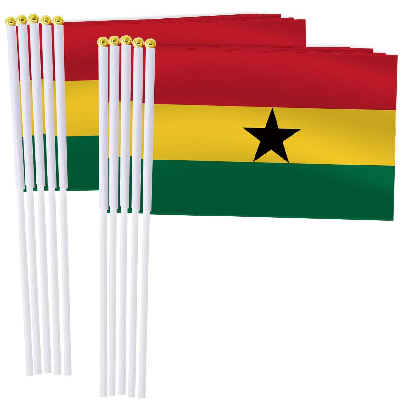 RaymNordRaymNord 25 Pack Ghana Handheld Small Flag,Mini Ghanaian Hand Held Miniature Stick Decor