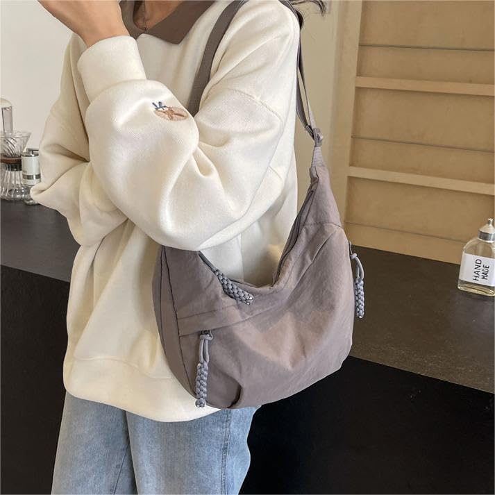 Image of Nylon Crescent Crossbody Bag for Women Shoulder Tote Handbag Casual Sling Bag Dumpling Purse Bag for Outdoor Travel