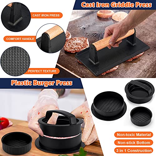 Kit d'accessoires de barbecue avec spatule à dessus plat et presse - 6