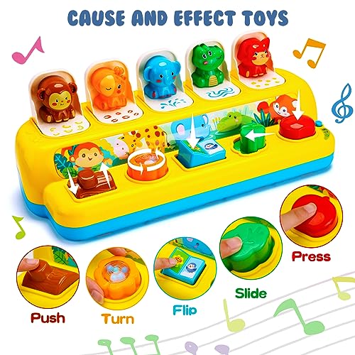 Hieoby 35165M Interactive Pop Up Animal Toys With Music & Light, Montessori Cause And Effect Toys For 1 Year Old Boy Girl Early Learning Musical Baby Toys 9-12-18 Months Stem Toddler Toys Age 1-2 Gift thumb #2
