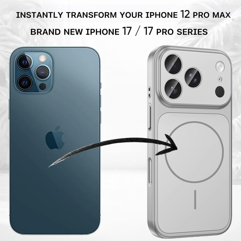 Image of SHINESTAR Converter Case for iPhone 12 Pro Max | Premium Protective Mag-Safe Cover | iPhone 17 Pro / 17 Pro Max Series Style Design | in-Built Camera Guard | Wireless Charging Compatible - Silver
