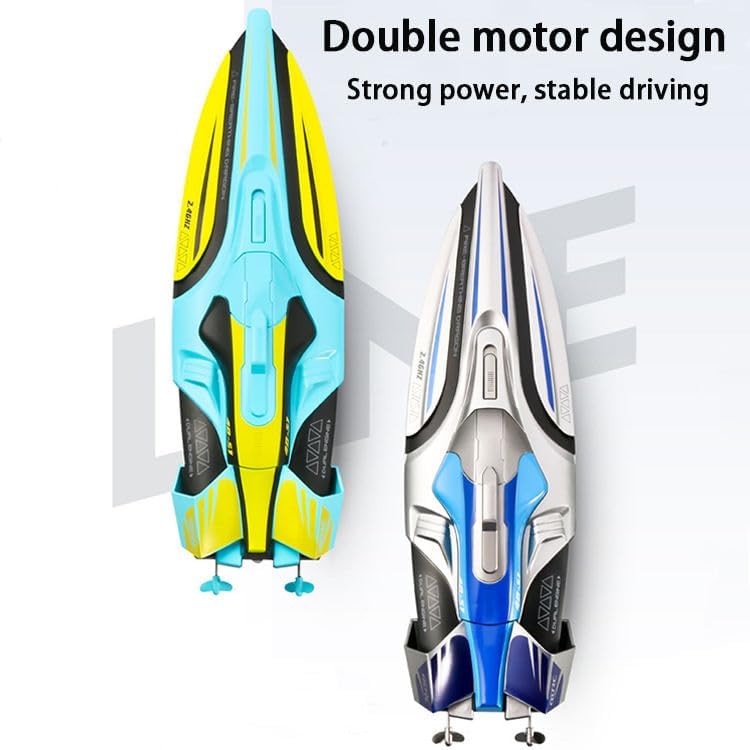 Pihura 2.4G High Speed RC Boat Dual Motor Waterproof Remote Control Speedboat Ship Yacht 30 km/h with LED Lights and Low Battery Alarm 1
