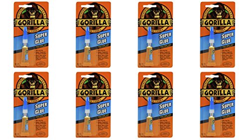 Gorilla Super Glue Tube, 3 Gram, Clear, (Pack of 8)