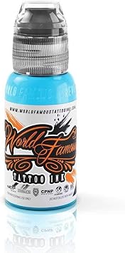 World Famous Light Blue Tattoo Ink, Vegan and Professional Ink, Made in USA, Rainbow Light Blue, .5 oz