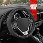 Motor Trend GripDrive Black Carbon Fiber Steering Wheel Cover, Standard 15 inch Size, Black Faux Leather Comfort Grip, Car Steering Wheel Cover for Auto Truck Van SUV