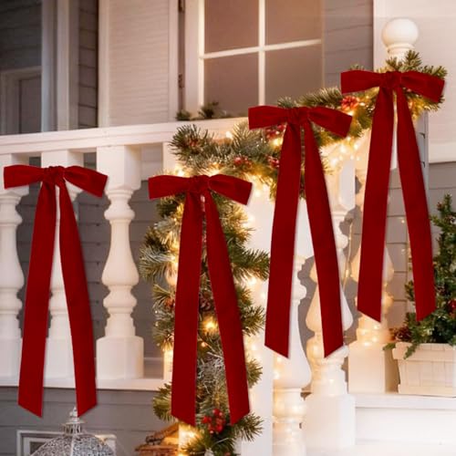 Image of Tsorode 10 Yards Red Velvet Ribbon for Christmas Tree,2 Inch