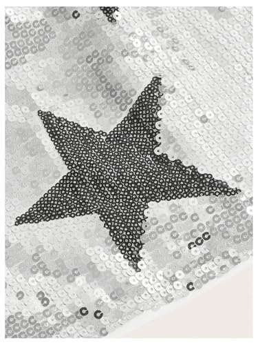 WDIRARA Women's Sparkly Sequin Bodycon Mini Skirt Low Rise Star Graphic Party Club Rave Skirts Silver X Large4