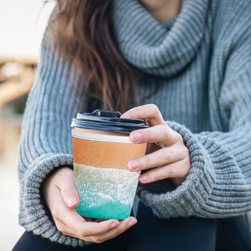 Image of Reusable Insulated Sleeve for Iced Coffee Cup, 3-Pack Coffee Neoprene Drink Sleeve for Cold & Hot Drinks, Beverage Holder for Iced Coffee (Beach Waves)