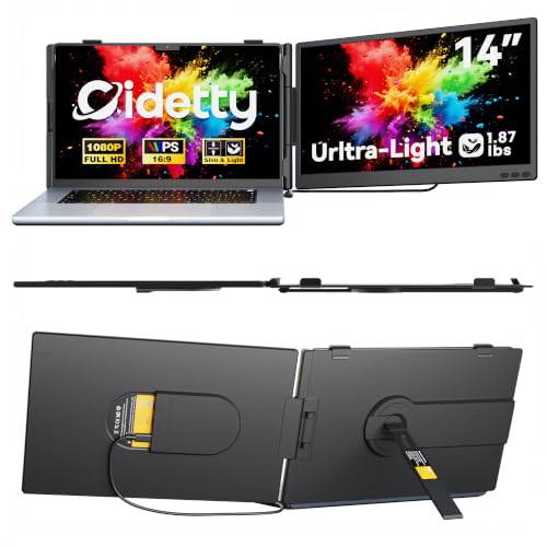 Image of CIDETTY Laptop Screen Extender Monitor Portable, 14 inch Ultra-Thin Dual Laptop Monitor FHD 1080P IPS, USB-C /HDMI Plug & Play Travel Monitor for 13-17 inch Laptops, Compatible with Wins /Mac /Chrome /Switch