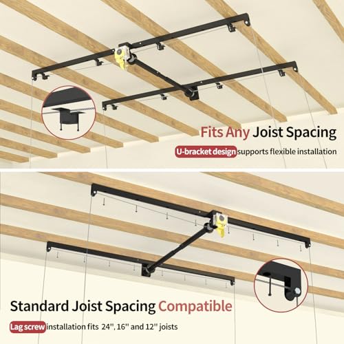 Garage-Ceiling-Storage-Racks--4x8-FT-Overhead-Garage-Storage-Rack-with-Safety-Lock-Heavy-Duty-Ceiling-Mounted-Lift-System-and-Storage-Organizer-Ideal-for-Maximizing-Overhead-Space-325-lbs-Capacity