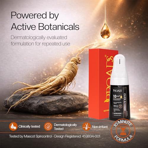 Image of PROADS Click & Comb Natural Black Hair Color for 100% Grey Coverage, No Bowl No Brush, Mess-Free 10-Min Quick Dye with Reusable Pre-Filled Hair Color Applicator, Dermatologically Tested, Unisex - 400ml + Starter Kit