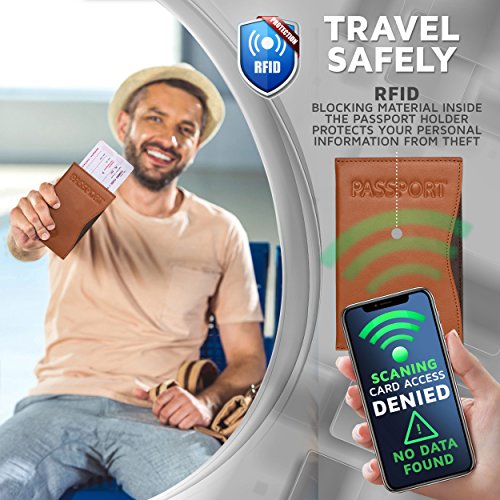 Alban Passport Book Travel Essentials- Leather Passport Holder, Passport Wallet, Passport Cover, Passport Holder Women, Passport Case, Passport And Vaccine Card Holder Combo, Passport Holder Men Rfid #TOP3