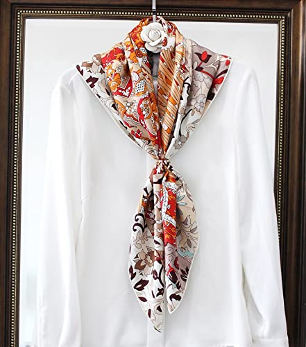 Fsysm 100% Silk Scarf Wraps Shawl Women Square Head Scarves For Hair Wrapping (Color : A, Size : One Size) #TOP2