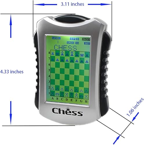 Miniatura 3 de Lyght Juego de ajedrez electrónico de mano, 20 niveles, 100 registros de ajedrez incorporados, juego integrado de conectar cuatro y damas,