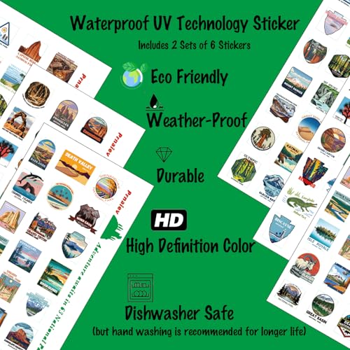 Prnaiev National Parks Water Bottle with 2 Sets of 63 Waterproof Stickers & 3 Lids, 32 oz Leakproof Insulated Water Bottle, with Bear Deterrent Paracord Bracelet for Hiking,Camping,(Blue) by Prnaiev - Image 6