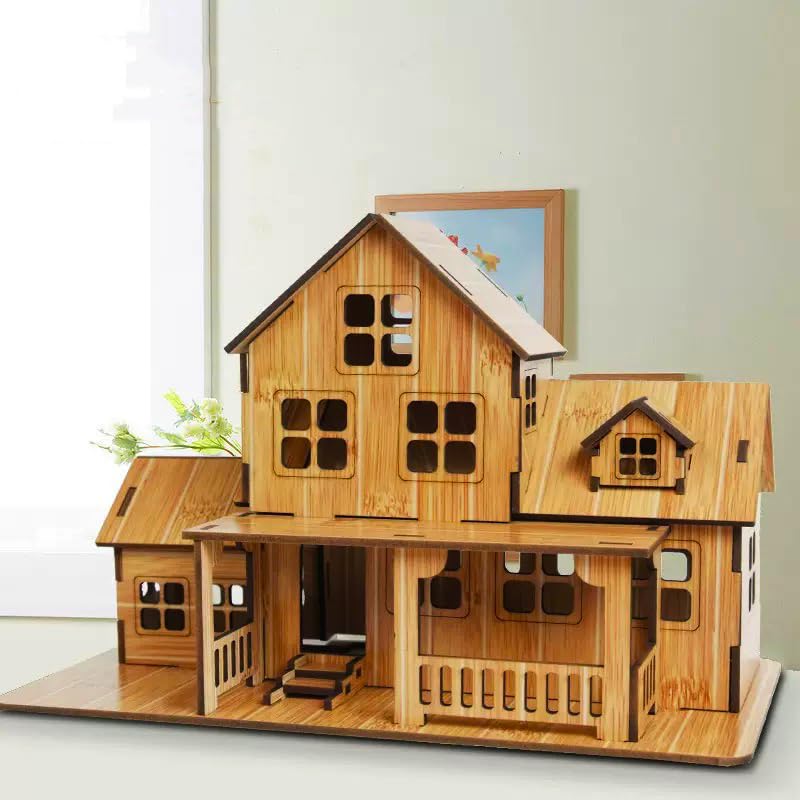 MPIUET Log Cabin Mini House 3D Wooden Puzzle Model Kit