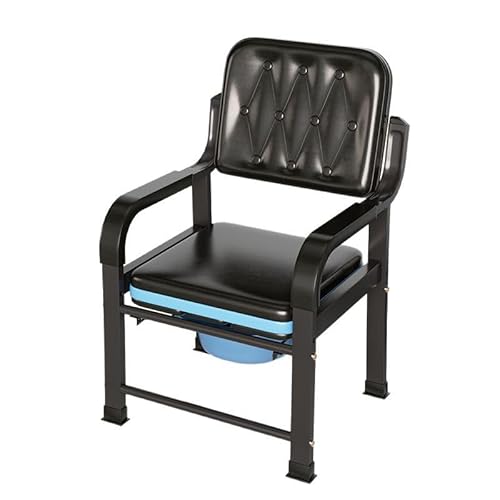 Luxury Comfort Commode Chair with Upholstery Heavy Duty Bedside Commode Chair, Senior Bathroom Safety Frame Commode Seat